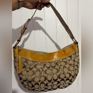 Coach Hobo Tan and Brown Signature Shoulder Bag
